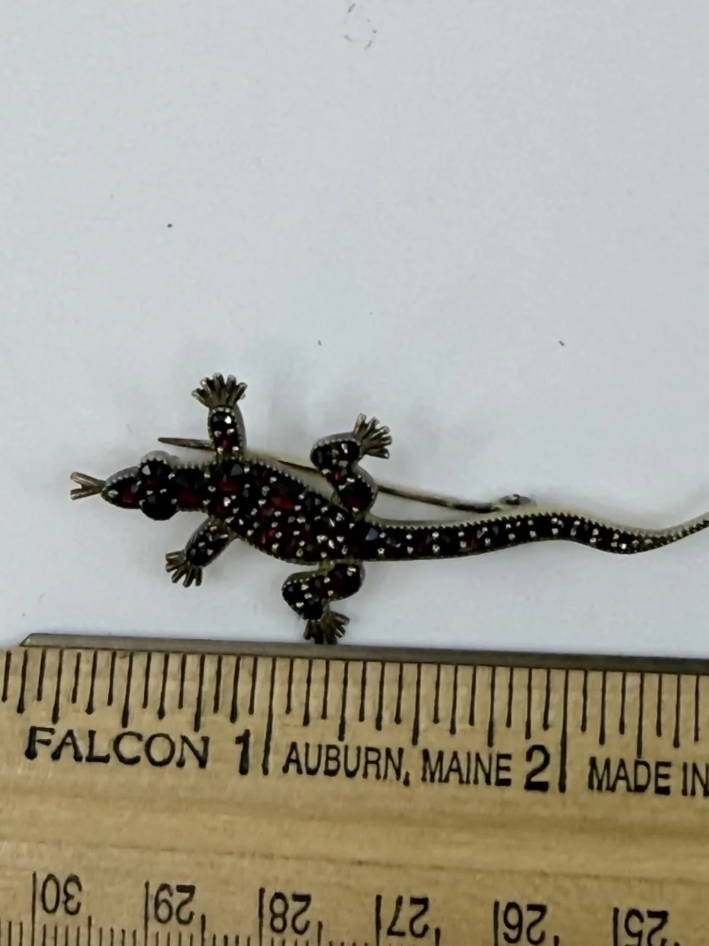 Victorian Bohemian Garnet Lizard Brooch/Pin in Vermeil Sterling Silver
